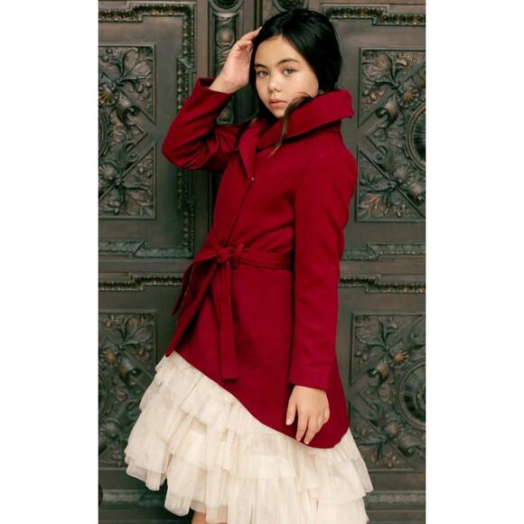 JoyFolie- Girl's Neve Jacket in Scarlet- size 6- missing Belt - Picture 1 of 5